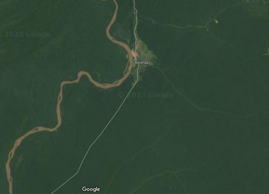 Widok naszej trasy z GoogleMaps - wzdłuż rzeki tylko las i las...