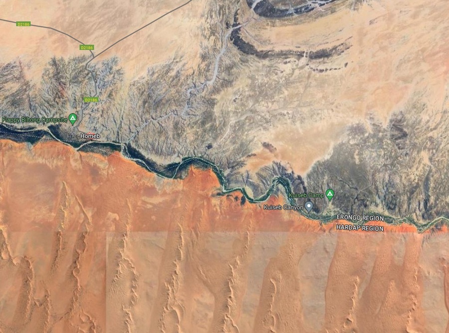 Rzeka Homeb widziana na Google Maps.